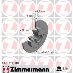 DISC ZIMMERMANN PEUGEOT/CITROEN with bearing set