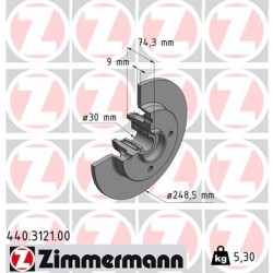 DISC ZIMMERMANN PEUGEOT incl. bearing set