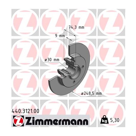 DISC ZIMMERMANN PEUGEOT incl. bearing set