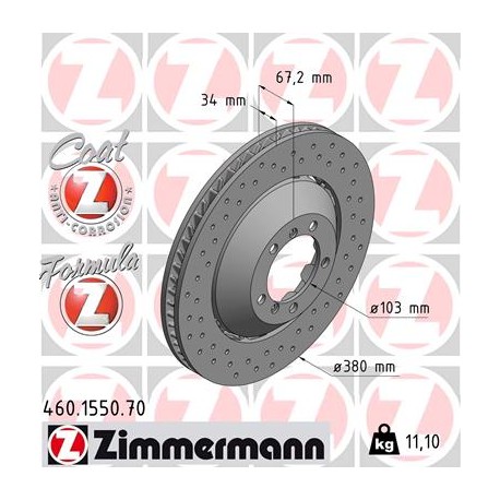 DISQUE ZIMMERMANN PORSCHE FORMULA Z GAUCHE Coat Z