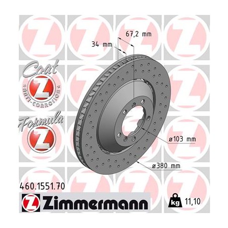 SCHIJF ZIMMERMANN PORSCHE FORMULA Z RECHTS  Coat Z