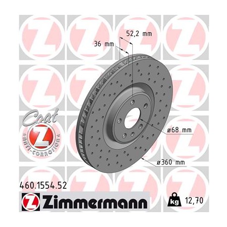 DISQUE ZIMMERMANN PORSCHE SPORT Z GAUCHE