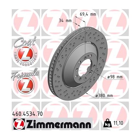 DISQUE ZIMMERMANN PORSCHE FORMULA Z GAUCHE