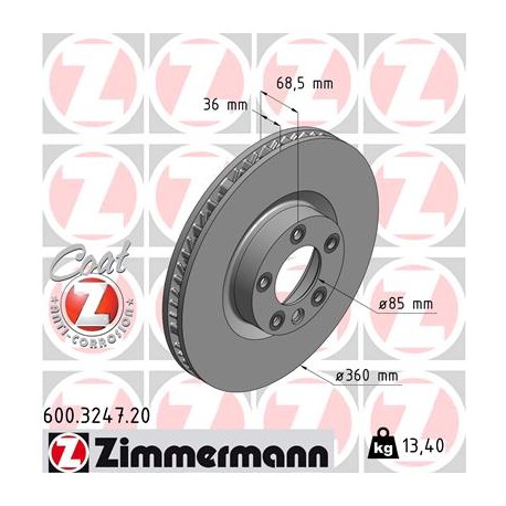 DISC ZIMMERMANN VAG/PORSCHE LEFT Coat Z