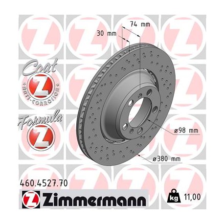 DISQUE ZIMMERMANN PORSCHE FORMULA Z RIGHT Coat Z