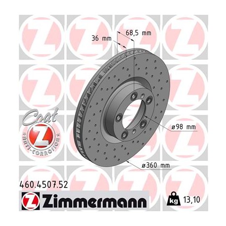 DISC ZIMMERMANN PORSCHE SPORT Z RIGHT ECE R90 approved