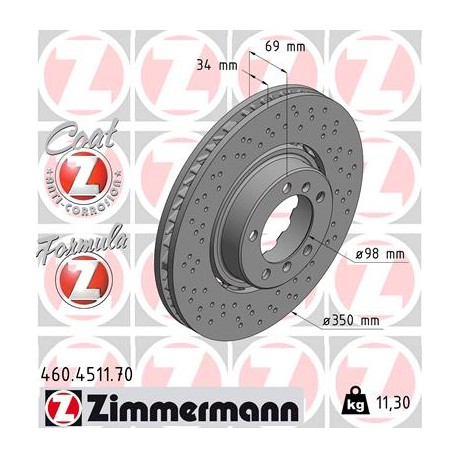 DISQUE ZIMMERMANN PORSCHE FORMULA Z RIGHT Coat Z