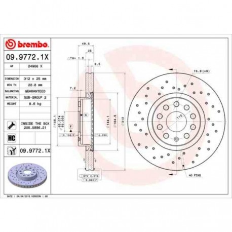 BREMBO BRAKE DISC Xtra 312x49.5mm