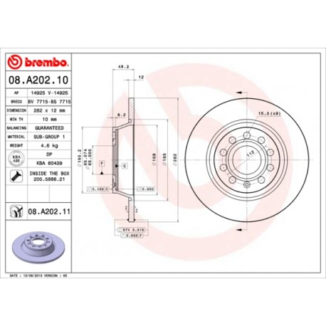 BREMBO REMSCHIJF 282x12mm