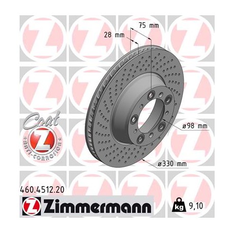 DISQUE ZIMMERMANN BS PORSCHE LEFT SIDE Coat Z