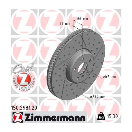 DISQUE ZIMMERMANN BMW COAT Z DROITE